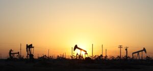 Pumpjacks on the Lost Hills Oil Field. Photo by Arne Hückelheim, Wikimedia Commons.